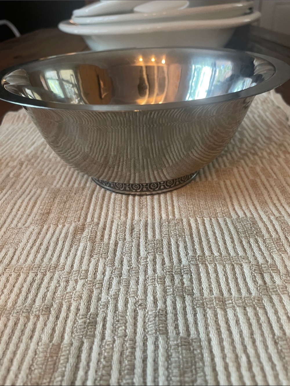 Vintage Stainless Steel Serving Bowl - Silver